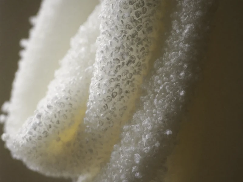Macro cu buclele fibrelor de bumbac terry, care arată textura și densitatea.